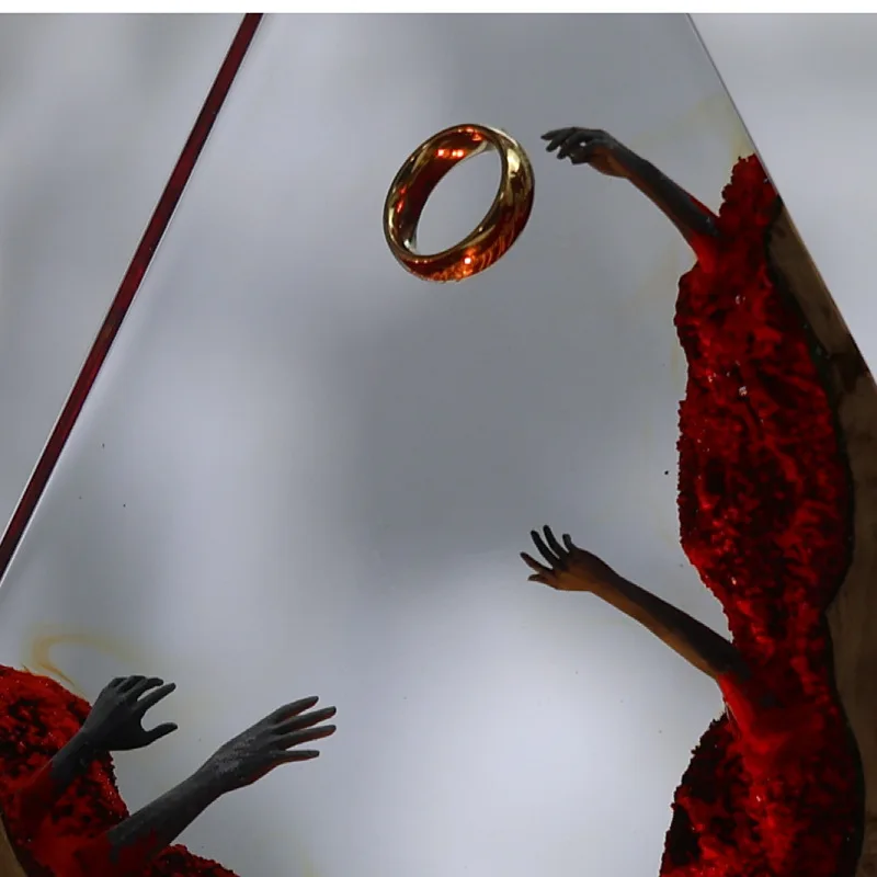 Magic Ring Resin Lamp Creative Art Night Light Craft Devil's Land Landscape Decoration Table Lamp 7Colors USB Charging