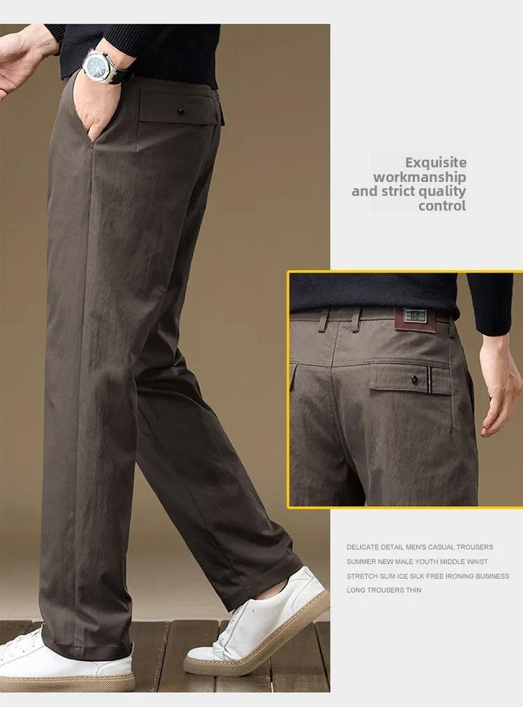 Herren Business-Hose, Gerade Passform, Baumwolle, Lässige Hose, Modische Herrenhose mit Elastischem Bund, Dehnbar, für Frühling und Herbst, Vielseitige Arbeitshose – Detail 10