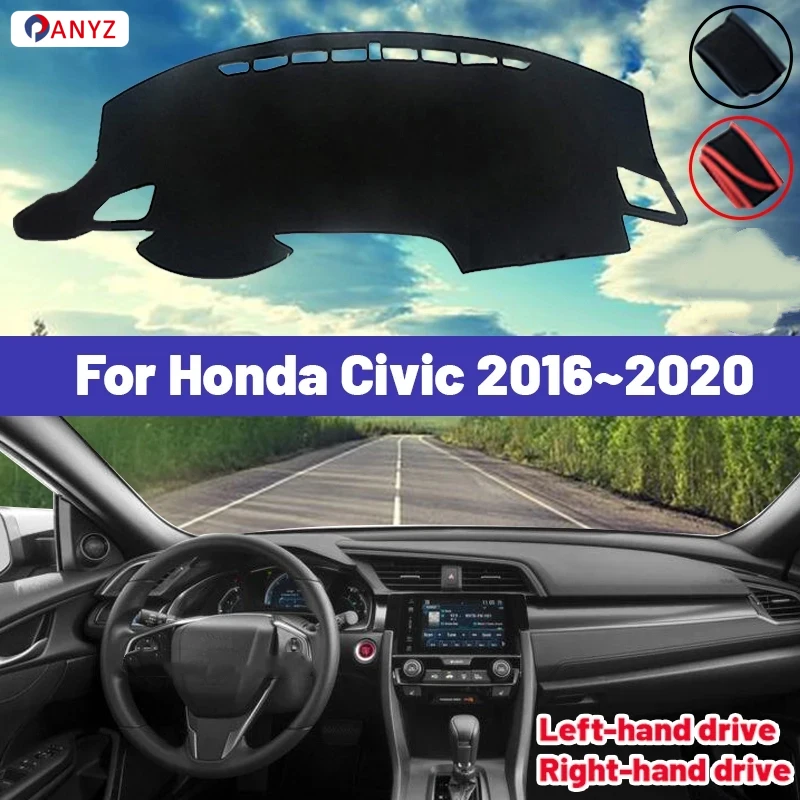 高品質-ホンダ-シビック-2016-2017-2018-2019-2020-車用ダッシュボードカバーマット-サンシェード-遮光パッド-カーペット-紫外線防止
