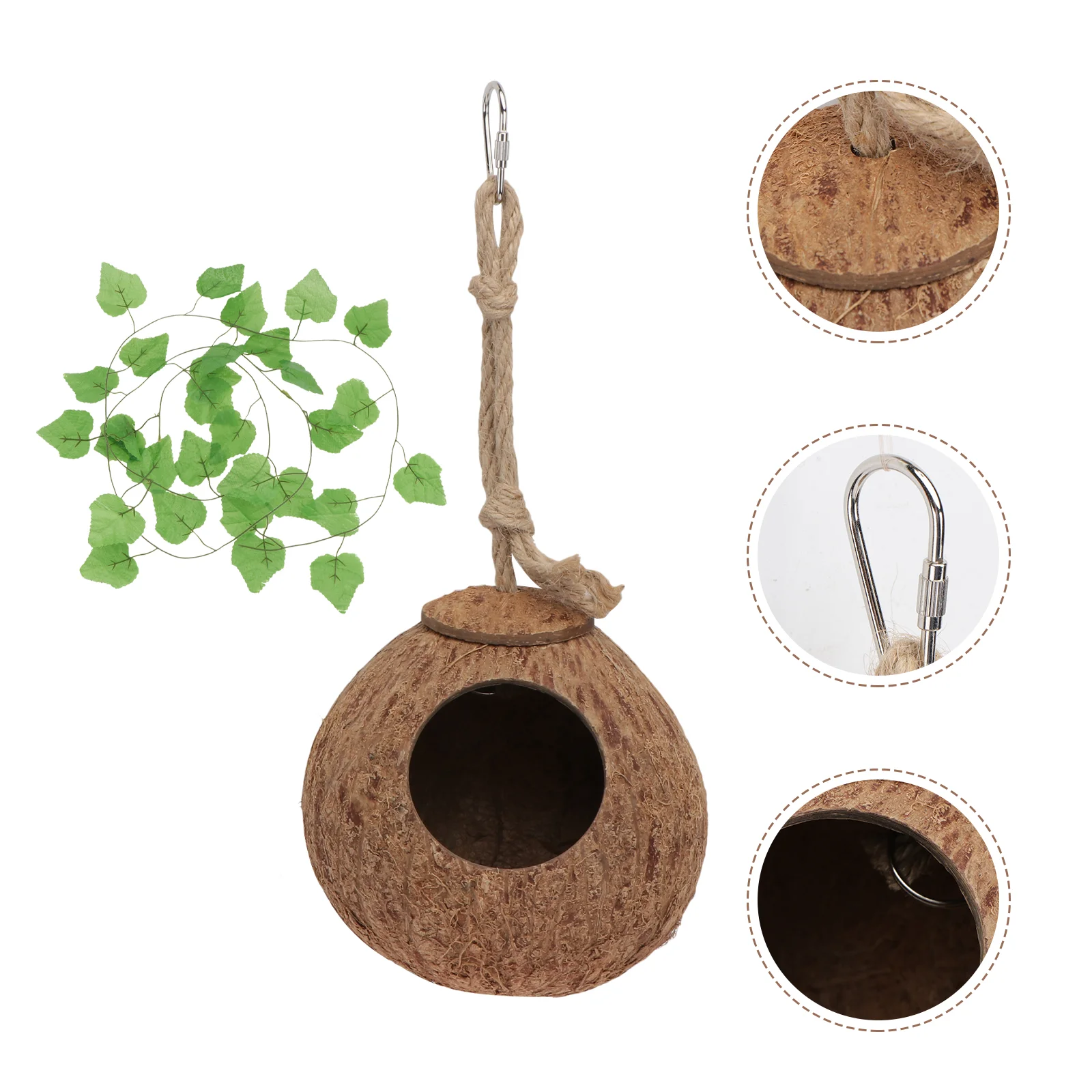 

Coconut Shell Nest Vine Set 2pcs Pet Supply Reptiles Hideout Lizard Bed Small Rope Sleeping House Climbing Toy Safe Material