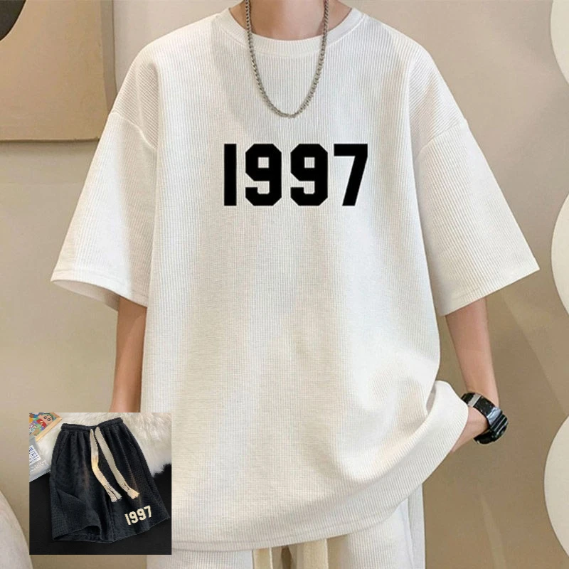 

Костюм для спорта и отдыха 1997, шорты, летние мужские свободные модные брендовые шорты с короткими рукавами, полный комплект