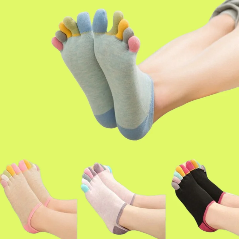 

5/10 Pairs New Cotton Five-finger Casual Socks Low-top Colorful Toe Short Socks With Heels Full Five-toe Invisible Toe Socks