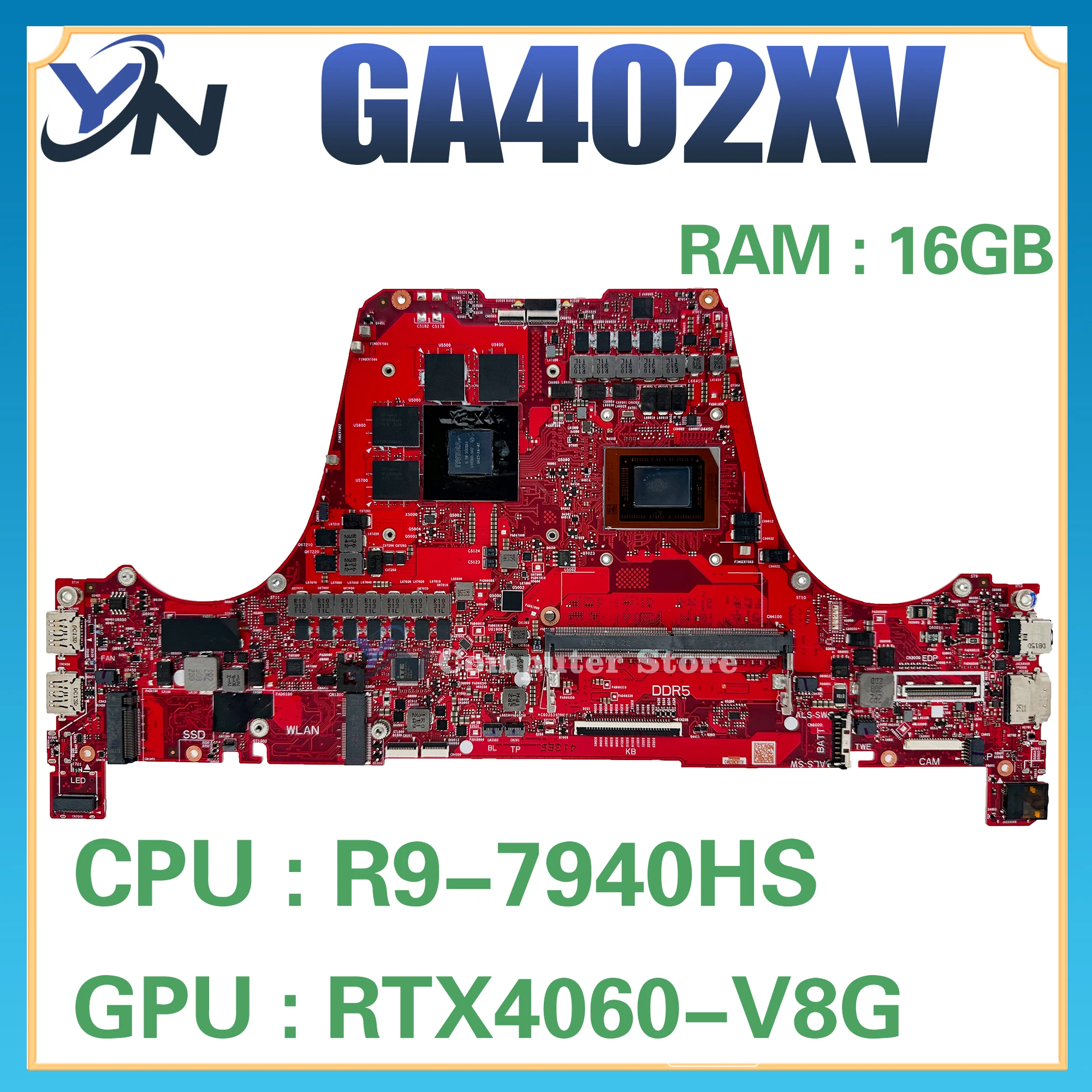 GA402XI Mainboard For ASUS ROG Zephyrus G14 Gaming GA402XV GA402X Laptop Motherboard R9-7940HS 16GB-RAM RTX4070 RTX4060