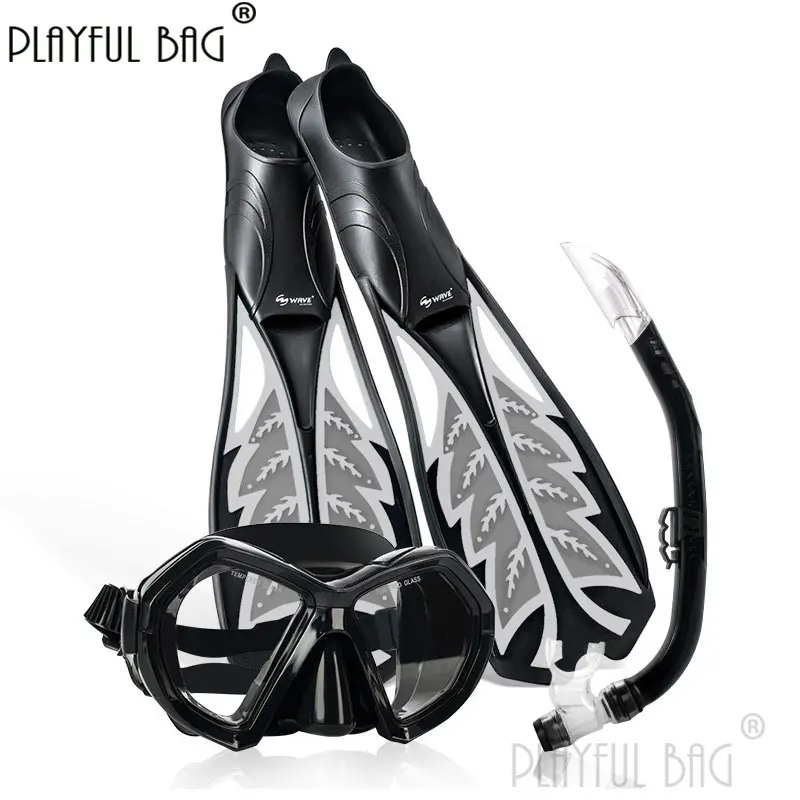 

Playful bag Diving Fins Goggles suit semi-dry breathing tube Tempered glasses Adjustable diving goggles Snorkeling Flippers E164