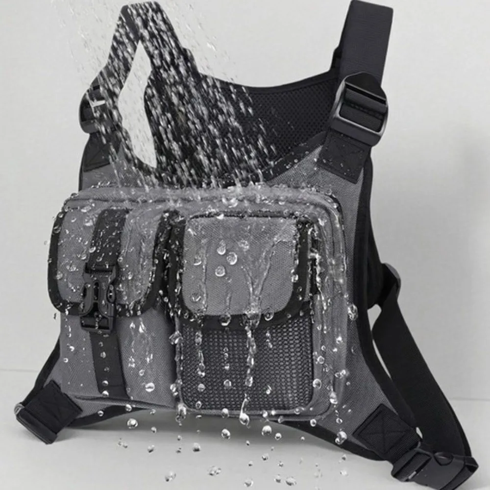 Fashion Anti-Theft Sports Chest Bag Waterproof Wear-resistant Running Vest Bag Portable Adjustable Front Chest Pack Travel Use