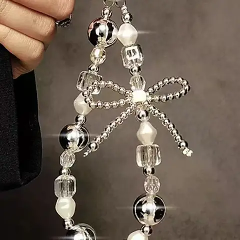 Personalized Creative Bow Beaded Cell Phone Chain Bag Charm Phone Anti-lost Lanyard Fashion Backpack Accessories Gift