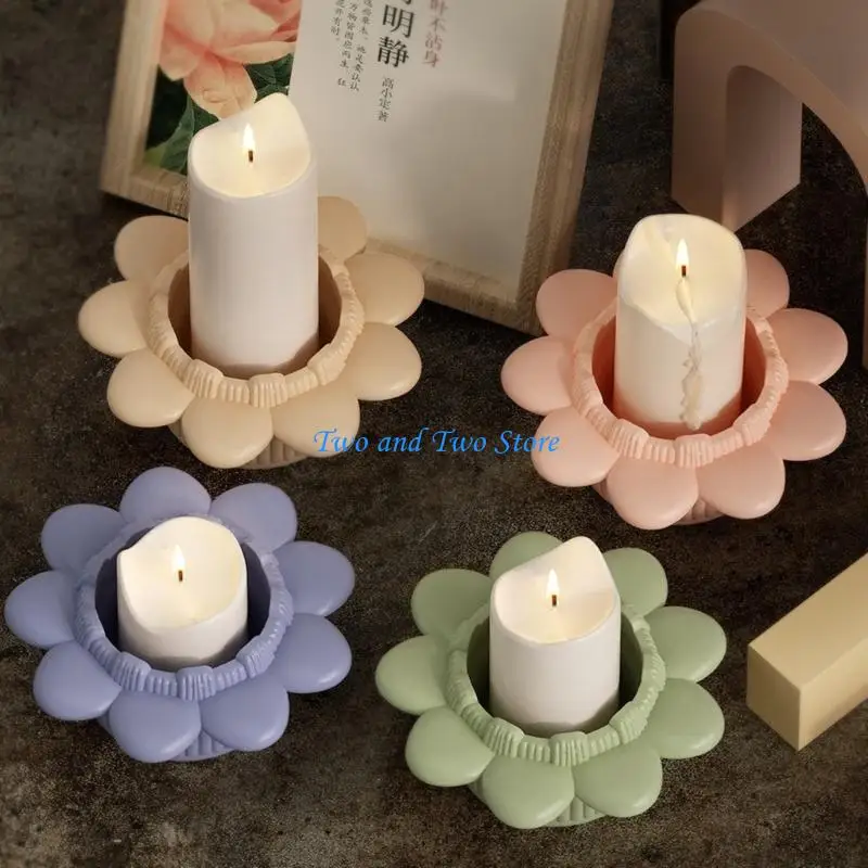 

HX6F Holder Silicone Mold Handmade Flower Candlestick Mold Gypsum Cement