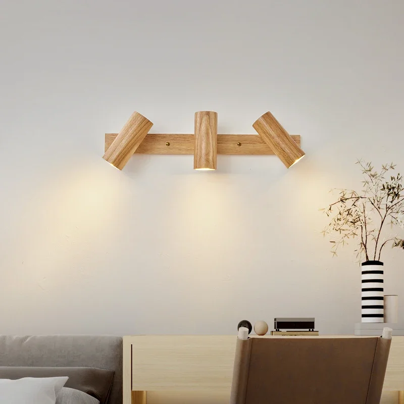 Wooden Decor Wall Lamp Nordic Rotatable LED Modern Fixtures For/Study Room Reading/Hotel  spotlight Creative Indoor Lighting