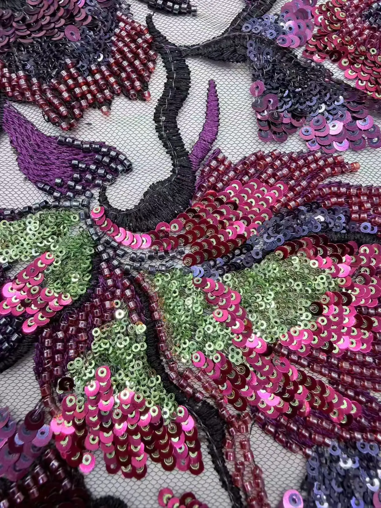 

2026 High Qualit African Lace Fabric,5Yards Black Mesh Tulle Fabrics For Sewing ,With Sequin,Suitable For Wedding Dresses Design