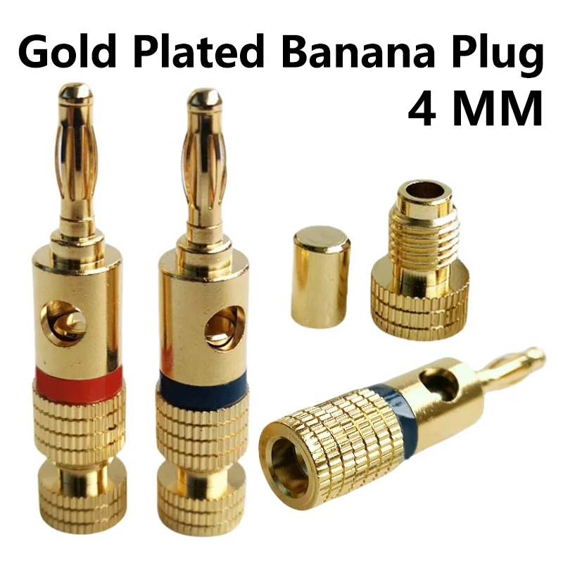 

8pcs/Set 24K Gold Plated Pure Copper 4mm Banana Plug Socket Audio Speaker Connector Terminal