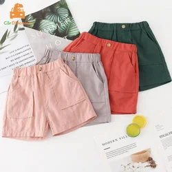 2026 Summer Casual 2 3 4 5 6 7 8 10 Years Solid Color Design Cotton Pocket Handsome Elastic All Match Shorts For Kids Baby Boys