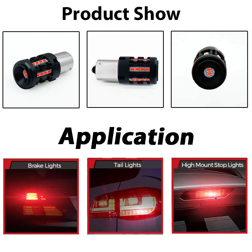 BAY15D 1157 LED Brake Lights Bulbs,Red BA15S 1156 P21W PR21W P21/5W BAZ15D 7225 T20 7443 W21/5W Stop Lamps 12V 12W for Cars