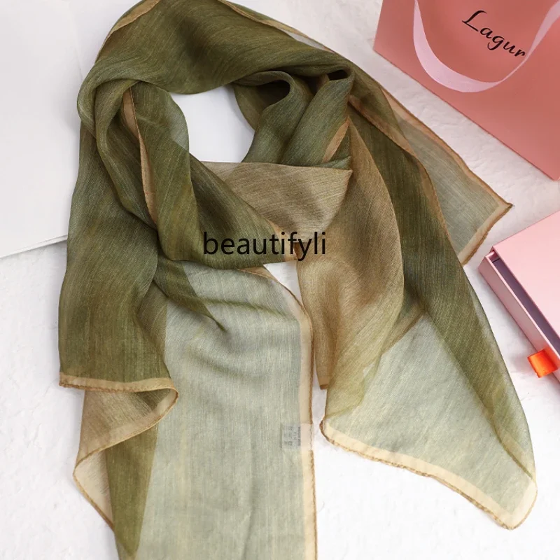 

Mulberry silk long silk scarf light scarf summer thin shawl, new