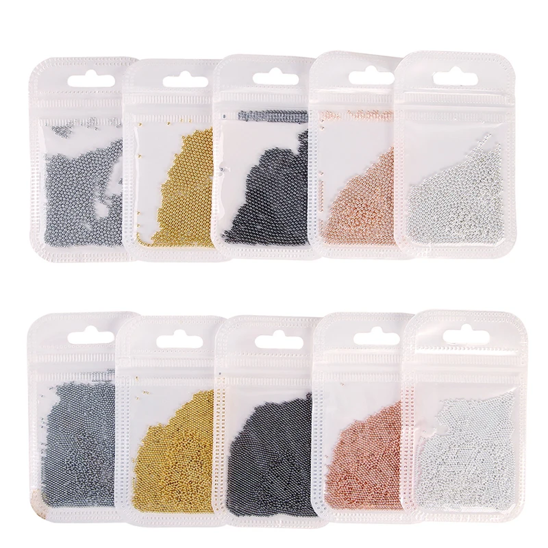 1 Pack 0.6-2.0mm Nail Art Caviar Bead 10g Rhinestone for  Micro Steel Ball 3D  Decorations UV Gel Acrylic Tips