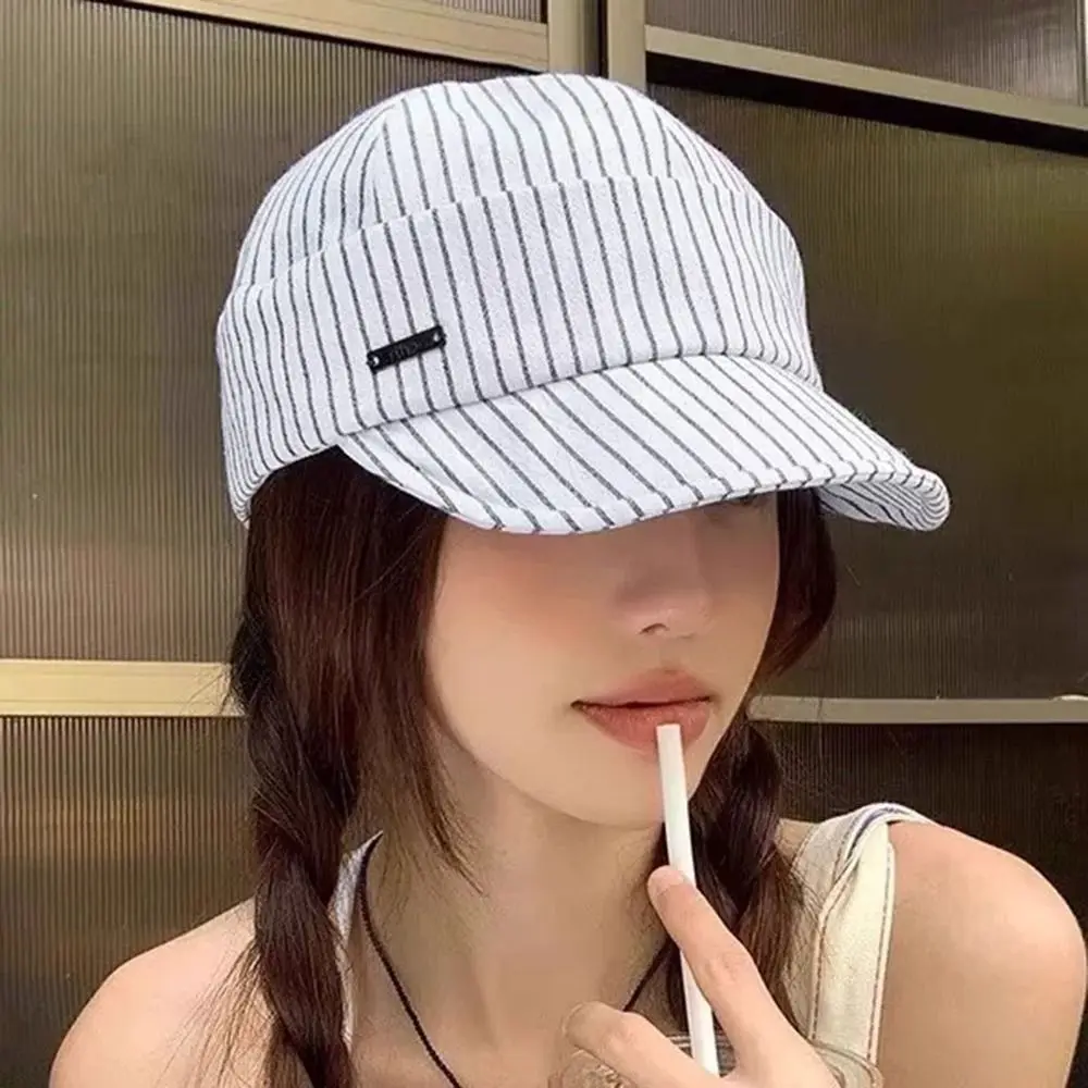 Casual Retro หมวกปรับเย็บปักถักร้อยหมวกบังแดดลายสก๊อตผ้าฝ้ายหมวกชายหาดสาว