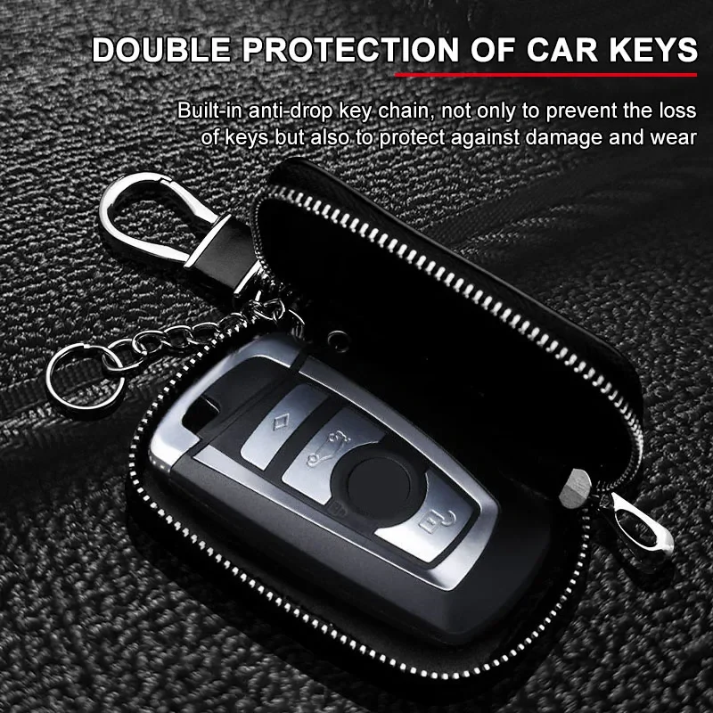 Leather Key Wallet Car Key Bag Multi Function Key Case Car Accessories For Volkswagen VW Rline Amarok T5 Phaeton Tiguan T-Cross