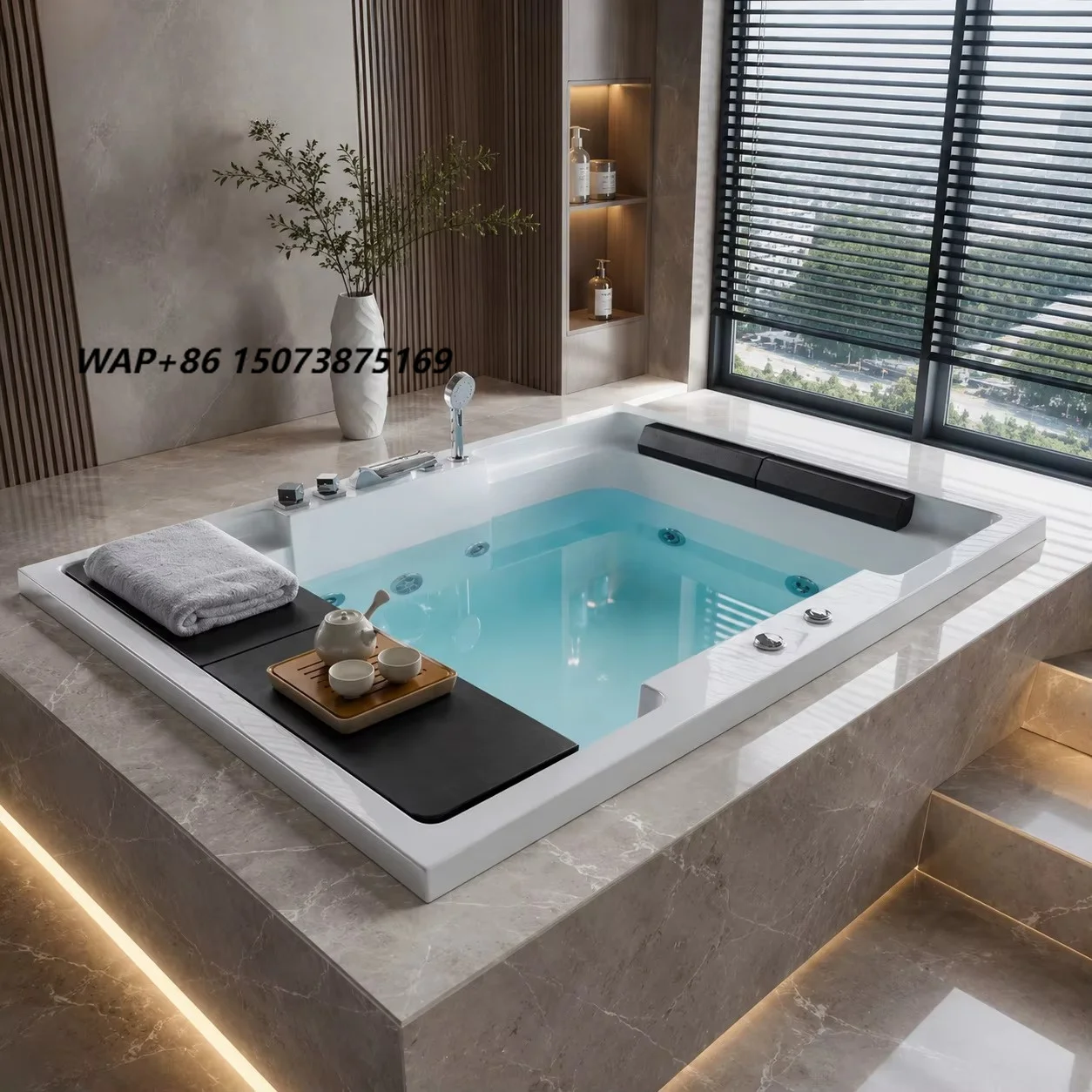 Drop in Acrylic Double Persons Whirlpool Hydro Massage Jacuzzier for 2 Person Bathroom Built-in Bathtub