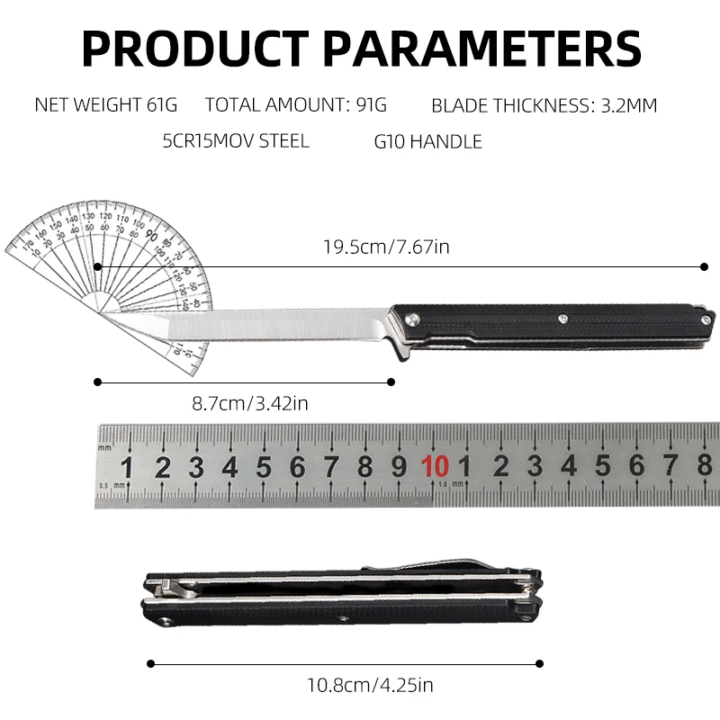 

Outdoor folding pocket knife tactical knife self-defense knife stainless steel high hardness EDC camping hiking fruit cutting kn