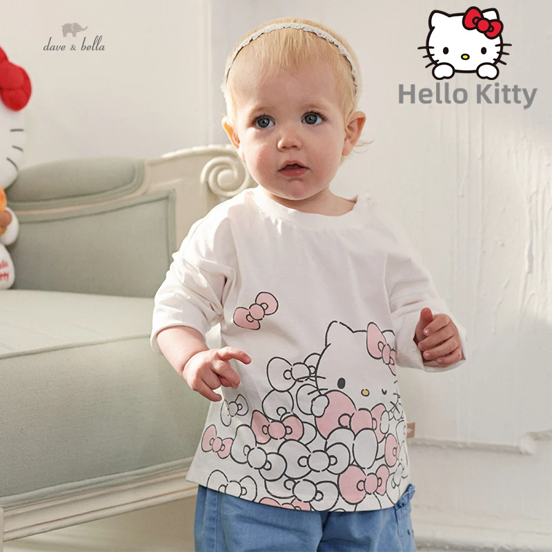 

Hello Kitty Co Branded Dave Bella 2023 New Autumn Girl's Baby T-Shirt Children Top Cotton Casual Cartoon Outdoor Sport DB3235774