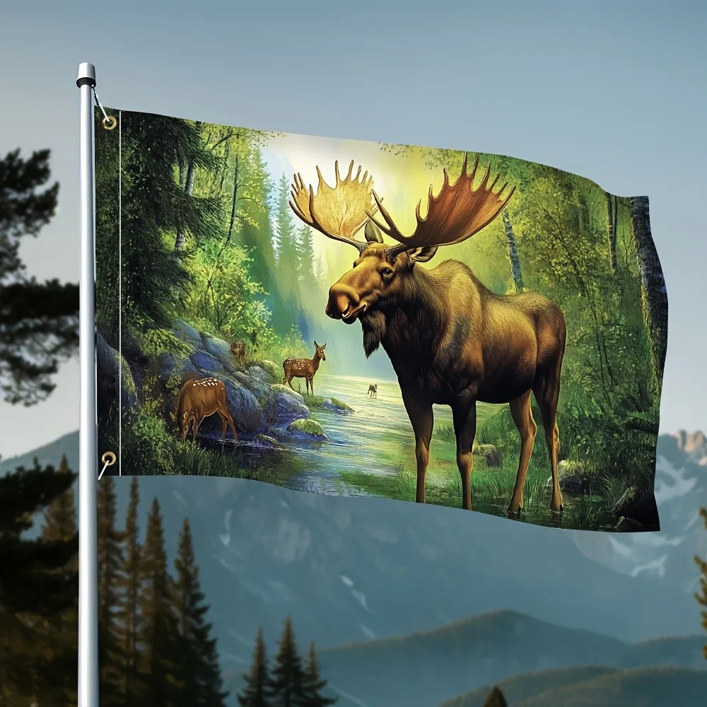 Majestic Moose in Forest Landscape Garden Flag Durable Polyester Outdoor Decoration