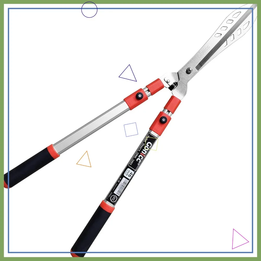 

Professional Adjustable 33"+13" Hedge Shears with Wavy SK-5 Steel Blade, Garden Pruning Trimmers