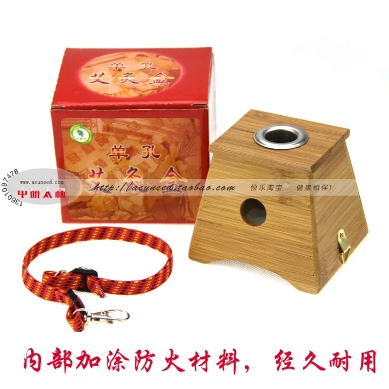 Bamboo Moxa Roll Box Moxa Roll Stick Box Health Care Healing Therapy Moxa Roll Sticker Moxibustion Holder Case (1 Hole)