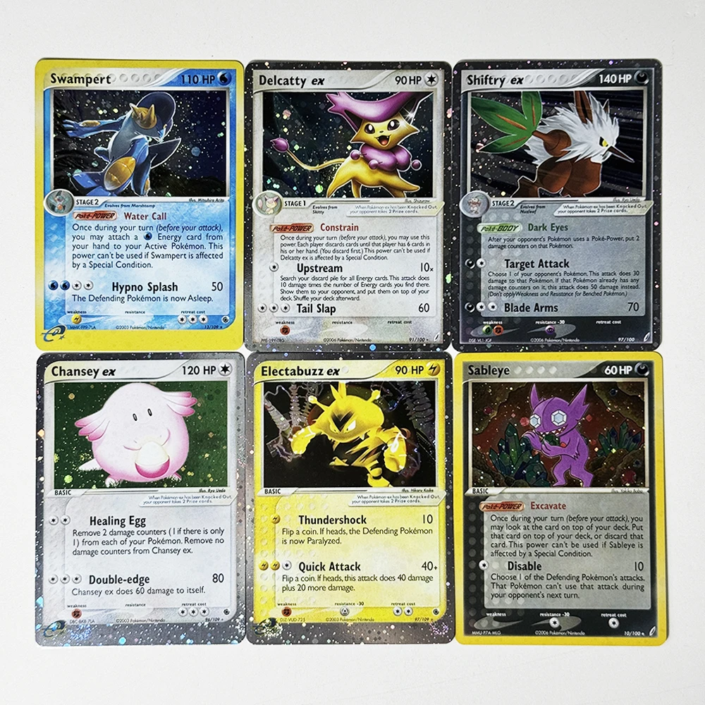 PKM English PTCG Ruby & Sapphire Crystal Guardians Foil Rare Galaxy Proxy Rare Game Cards Chansey/Delcatty/Electabuzz/Shiftry ex