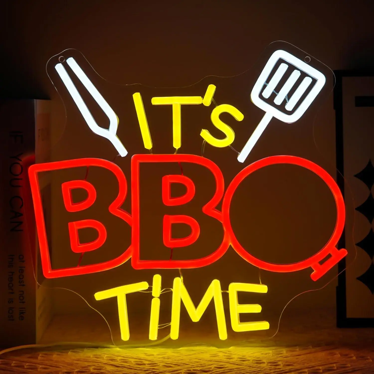 

It's BBQ Time Neon Sign USB Dimmable LED Light for Home Bar Restaurant Party Man Cave Beer Pub Camping Aesthetic Decor Gifts