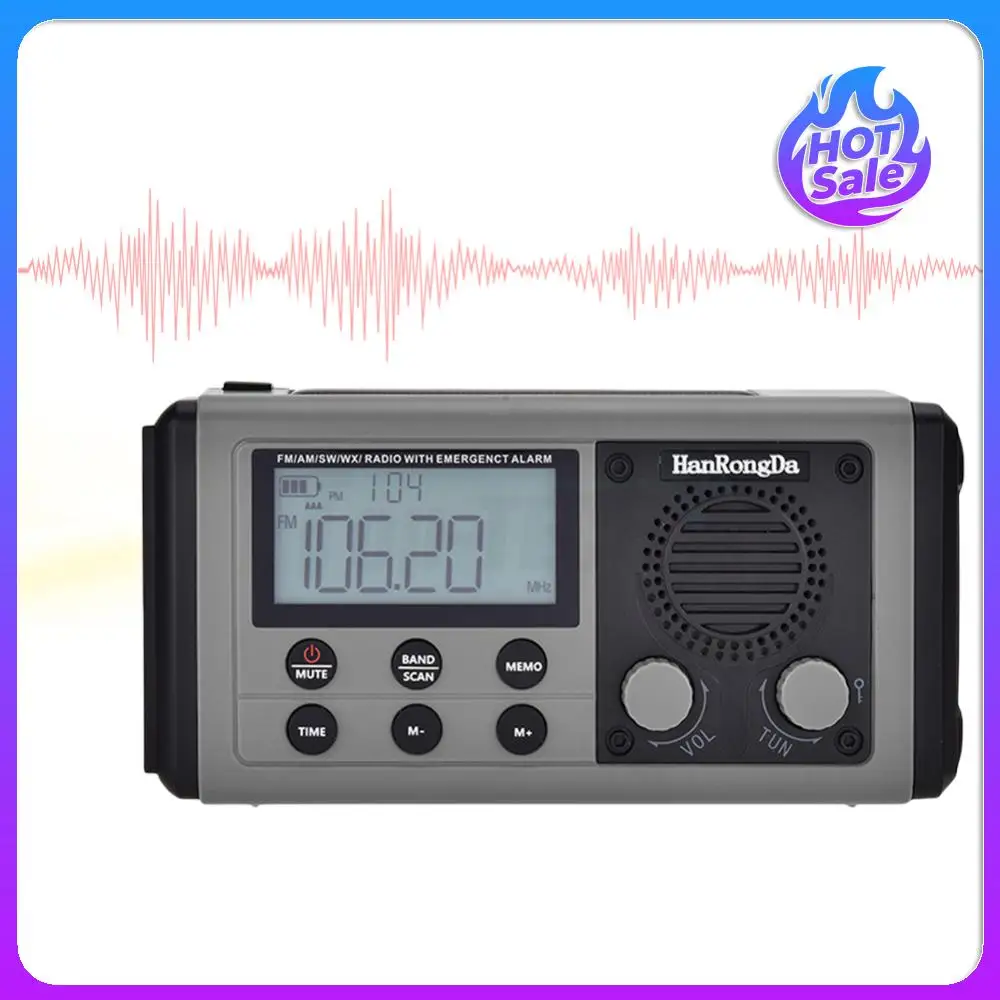 Rádio de manivela de emergência am/fm/sw rádio com alarme sos lanterna led rádio meteorológico portátil para acampamento ao ar livre e emergência
