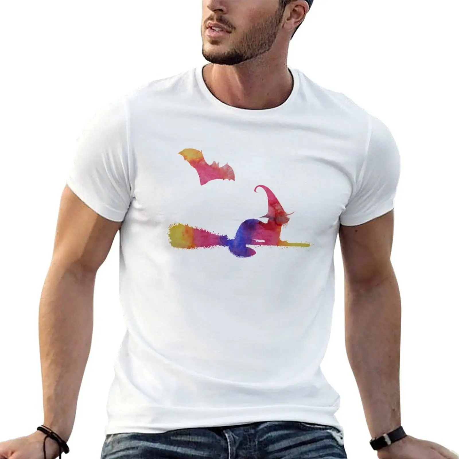 flying witch ferret T-Shirt shirts graphic funny shirt cotton mens graphic t-shirts big and tall
