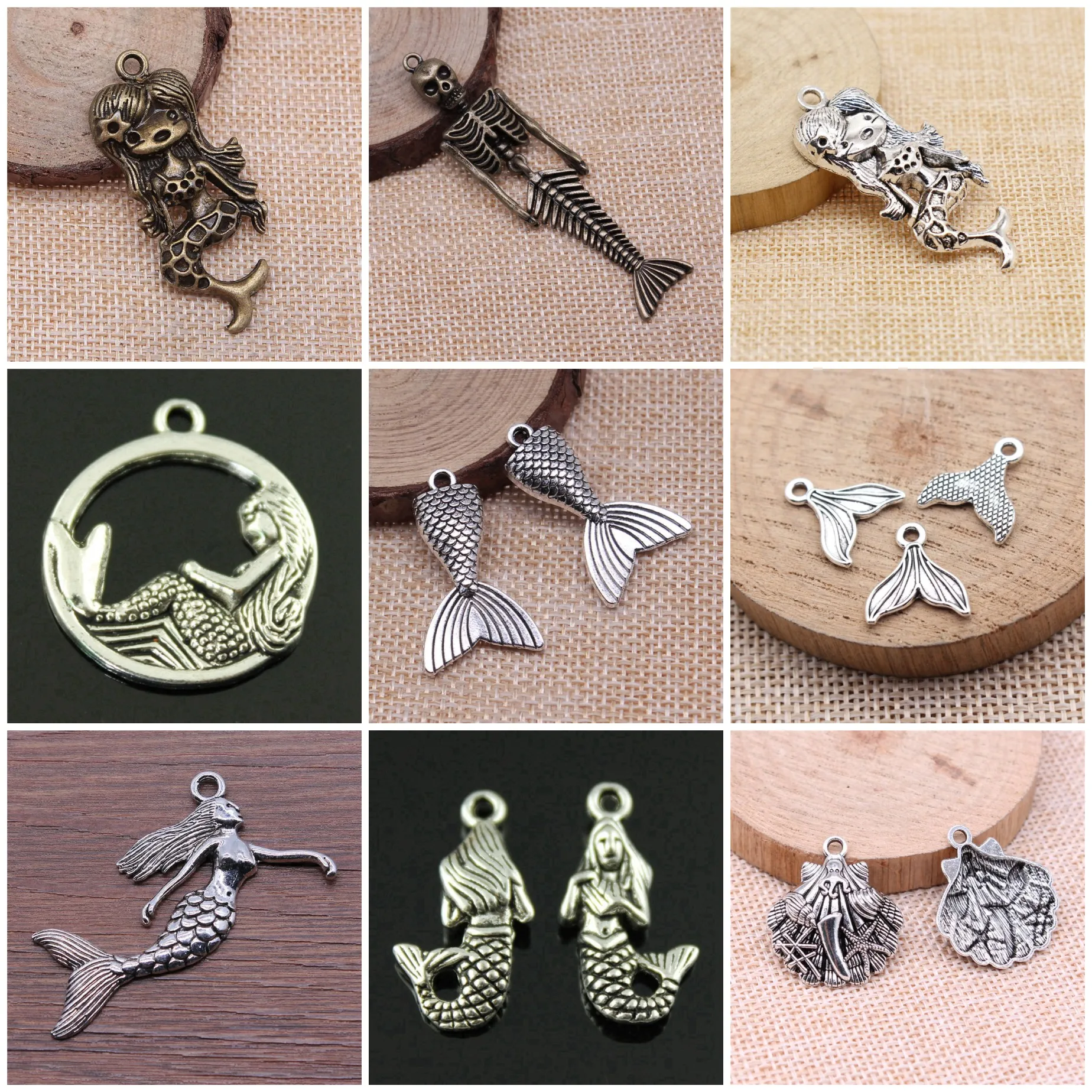 Mermaid Ocean Fantasy Charms Pendant Beach Women Jewelry Parts Charms For Earring Keychain Necklace Making Jewelry Accessories