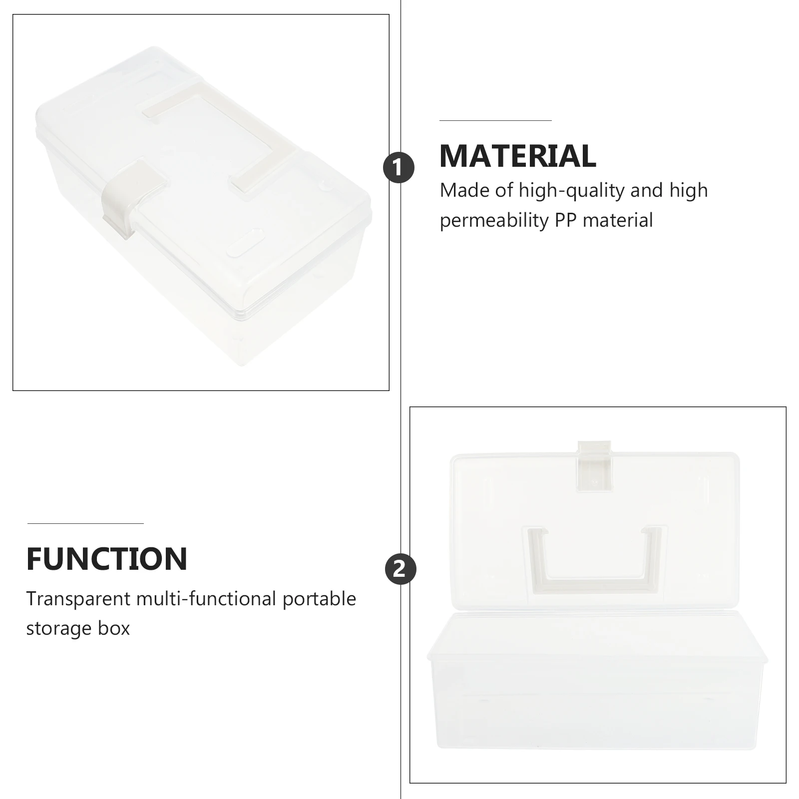 

Large Capacity Storage Box Durable PP Smooth Opening Portable Medicine Container Household Box Sealed Pill Transparent