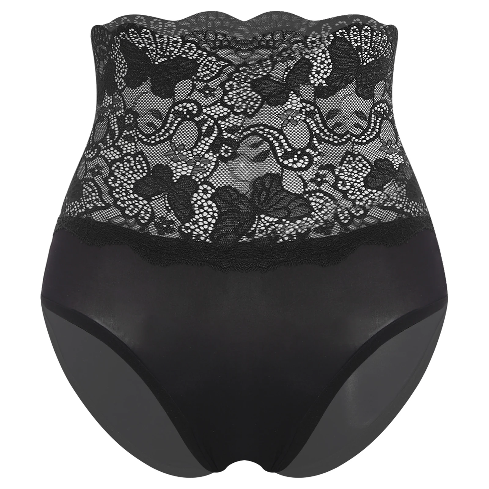 

Women Black High Waist Lace Briefs Sheer Mesh Stretchy See Through Tempting Briefs for Lingerie Dating Night Honeymoon Panties