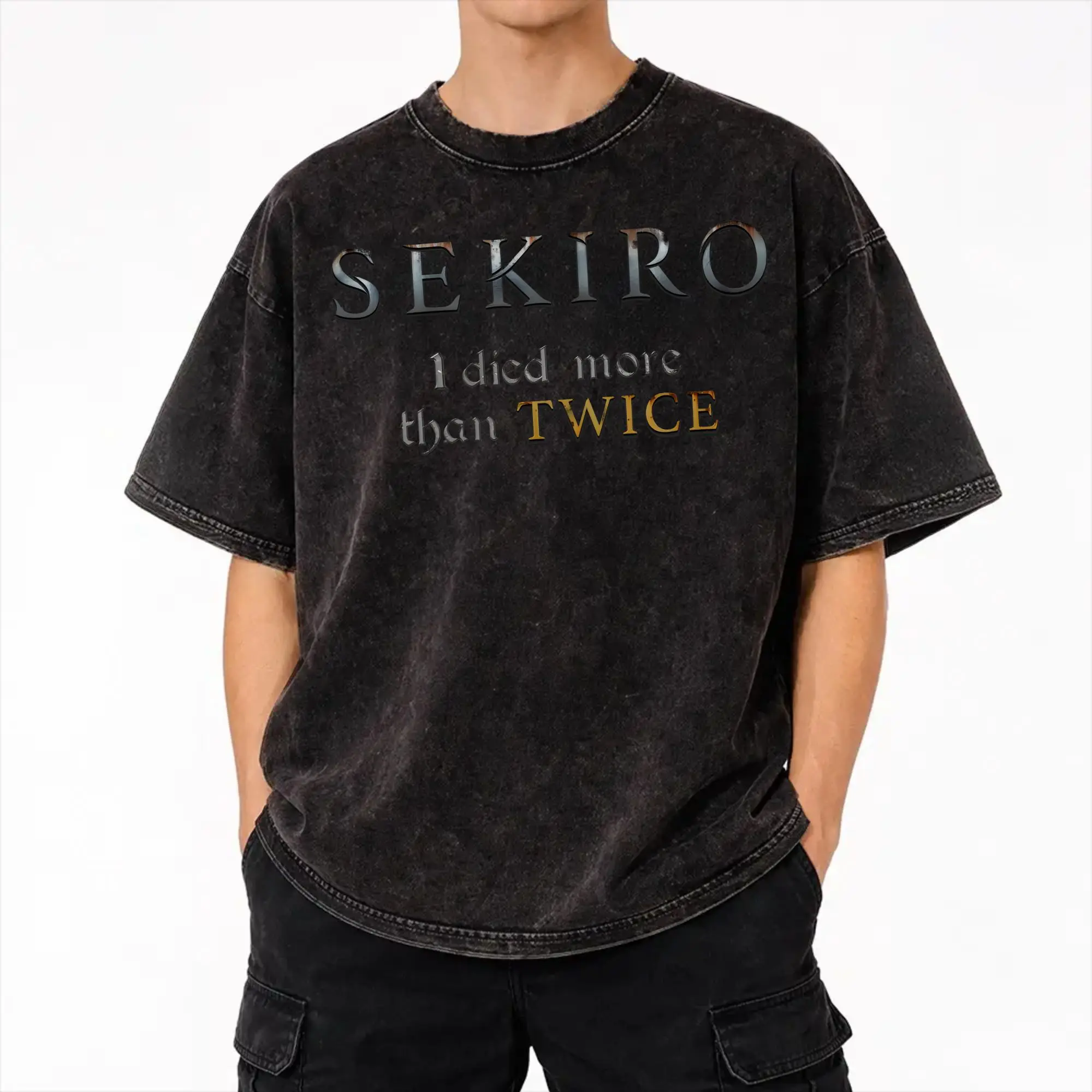 Sekiro: Shadows Die Twice Outfit Washed T Shirts for Men Women Streetwear Hip Hop T-Shirts Summer  Tee Shirt Cotton