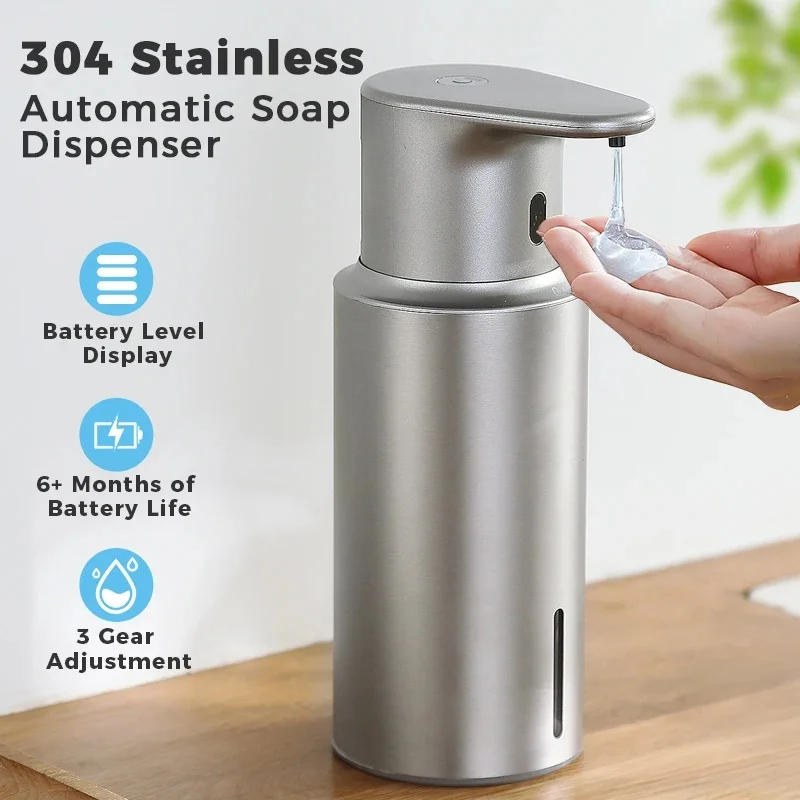 480ml Kitchen Soap Dispenser Automatic Sensor Hand Sanitizer Machine Intelligent Electric Body Wash Soap Dispenser 304 Stainl