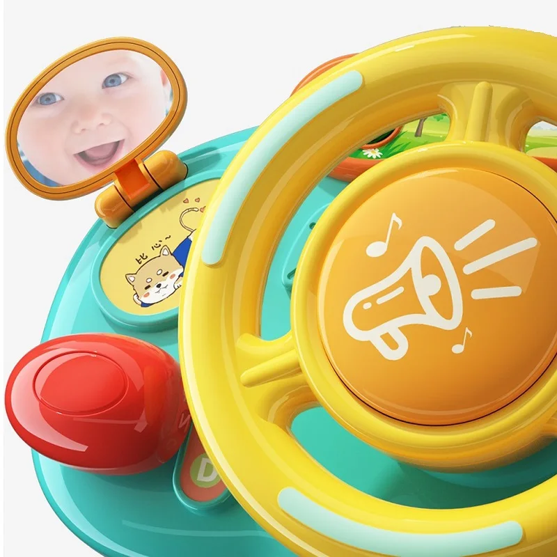 Early Education Puzzle Voice Music Toy Simulation Driving Trolly Simulation Steering Wheel 1-5 Years Old Children\'s Gift Toy