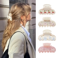Cute Cherry Hair Clips for Women Girls Rhinestone Fruits Floral Bow Butterfly Acetate Hair Claws Shark Clip Hair Accessories