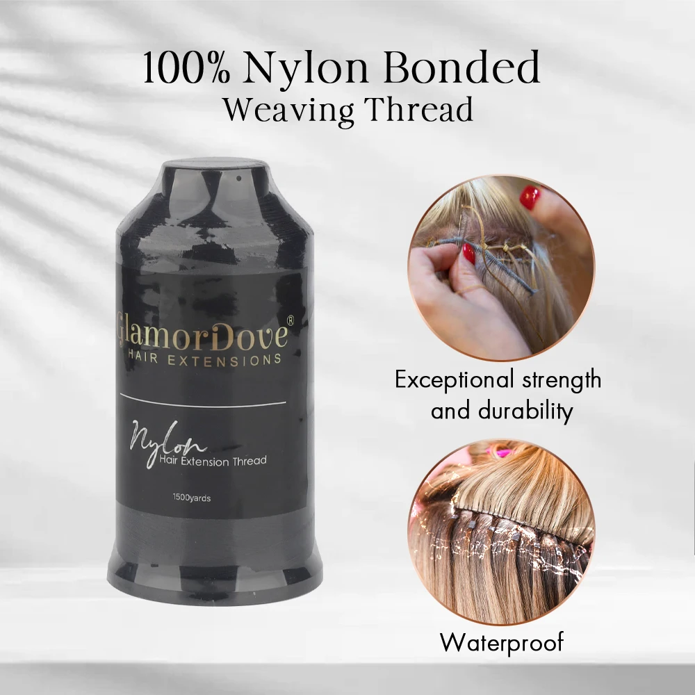 GlamorDove Nylon Bonded Weaving Thread for Hair Extensions – High Strength Sewing Thread for Weave, Wig Making & Salon Use