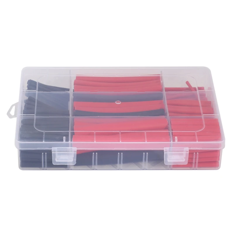 270Pcs 3: 1 Shrink Ratio Dual Wall Adhesive Lined Heat Shrink Tubing Tube 6 Size 2 Color KIT Black Red