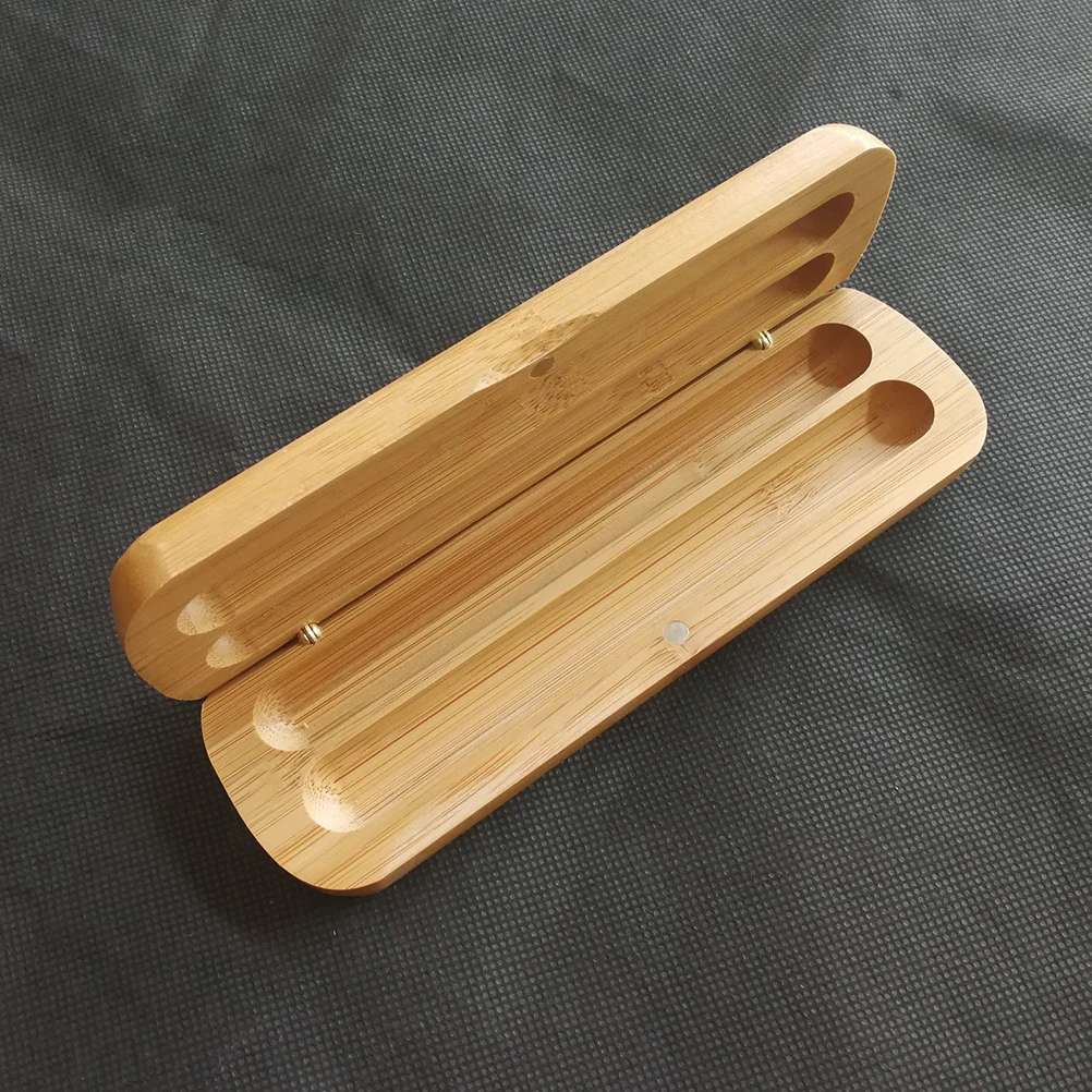 Bamboo Pen Box with Two Pen Slot Bamboo Pencil Case Pen Case Supplies