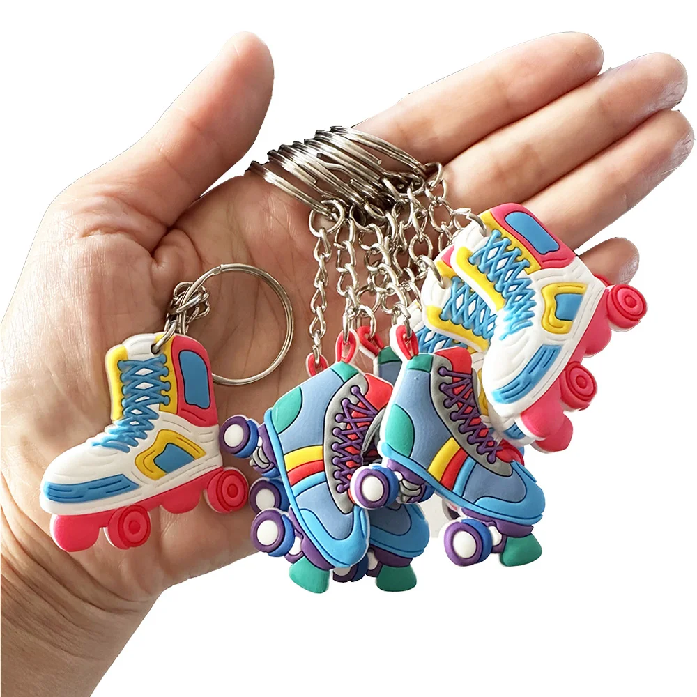 12 Pcs Roller Skating Keychains 80\'s 90s Theme Roller Skating Birthday Party Supplies Throwback Hip Hop Decorations Favors