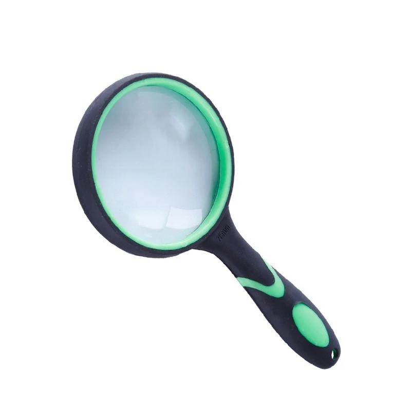 Pocket Glass 10X Handheld Reading Magnifier for Seniors & Kids Thickened Lens with Non-Slip Handle