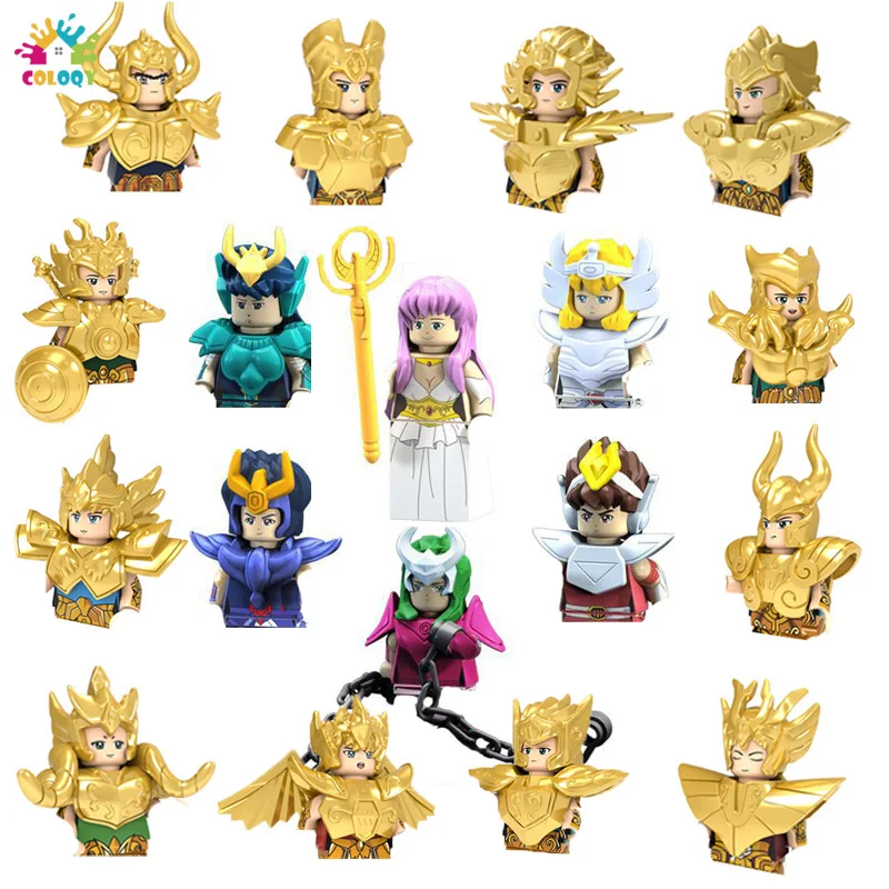 

Anime Toys Saint Seiya Building Blocks Athena Shiryu Ikki Golden Warrior Figures Bricks Cartoon Toys For Children Birthday Gifts