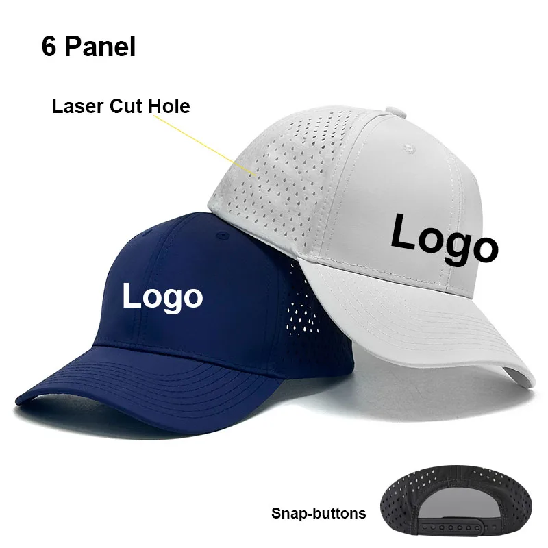 6 Panel Laser Cut Breathable Baseball Cap Custom Logo Outdoor Adult Men Sport Hat Women Trucker Hat Adjustable Wholesale