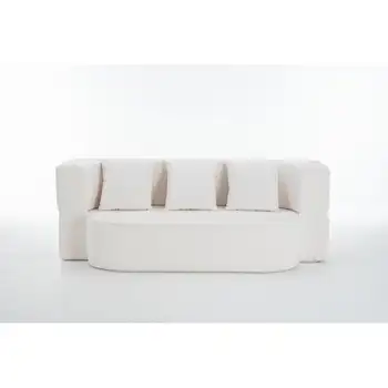 三人座可轉換沙發床,雪尼爾布料,高密度海綿填充,真空壓縮,象牙色 8 最佳銷售 三人沙發床 - №1