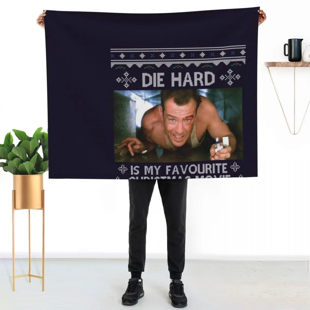 Die Hard Is My Favourite Christmas Movie Throw Blanket Thermal Hairy Loose Decorative Sofa Decoratives Blankets