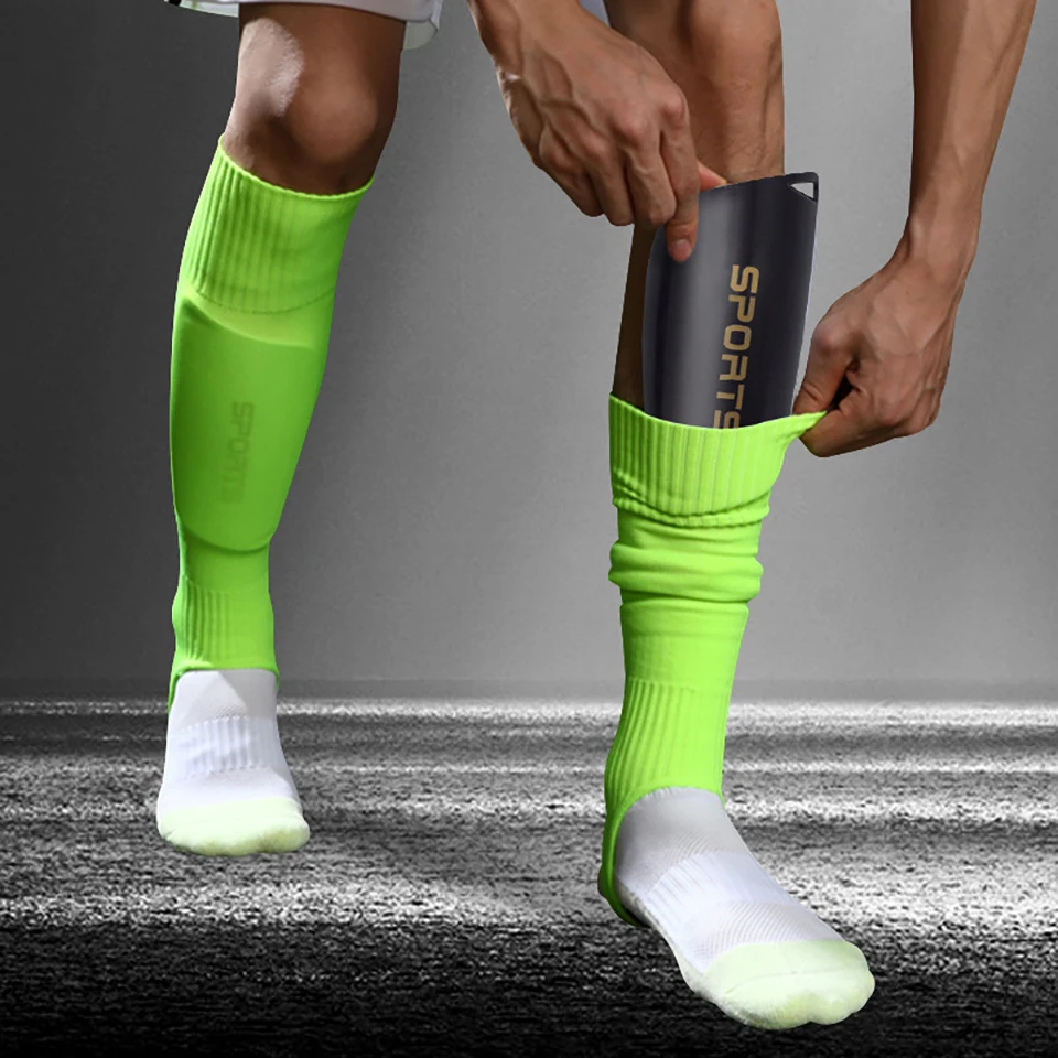 Loogdeel 1 Pair High Elasticity Long Tube Football Leg Cover Protection Calf Socks With Heels Adults Soccer Shin Guard Sleeves