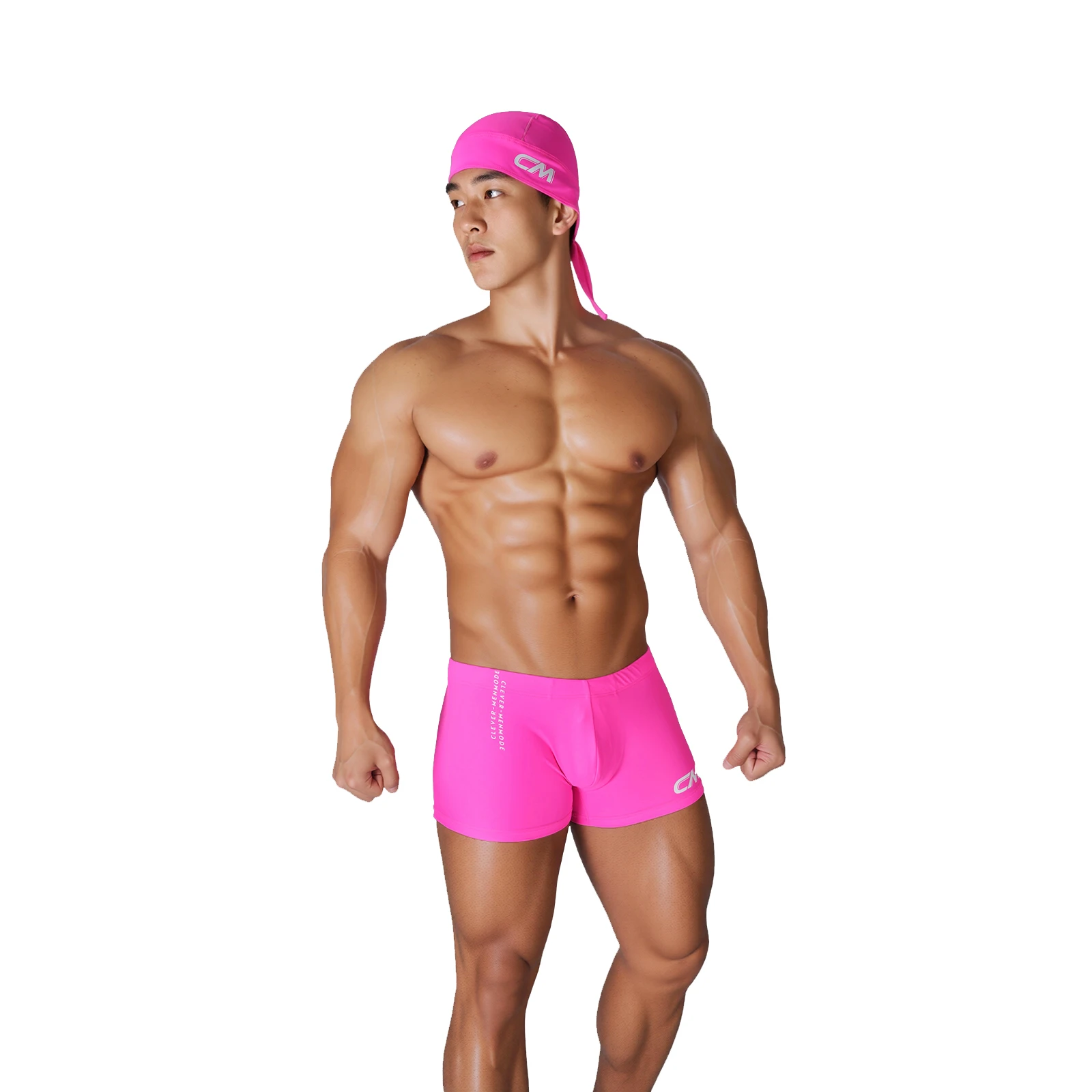

Summer Men Swiming Boxers Swim Caps Sets Pool Pirate Style Bathing Hat Beach Swimsuit Solid Color Quick-Dry Beachwear Trunks