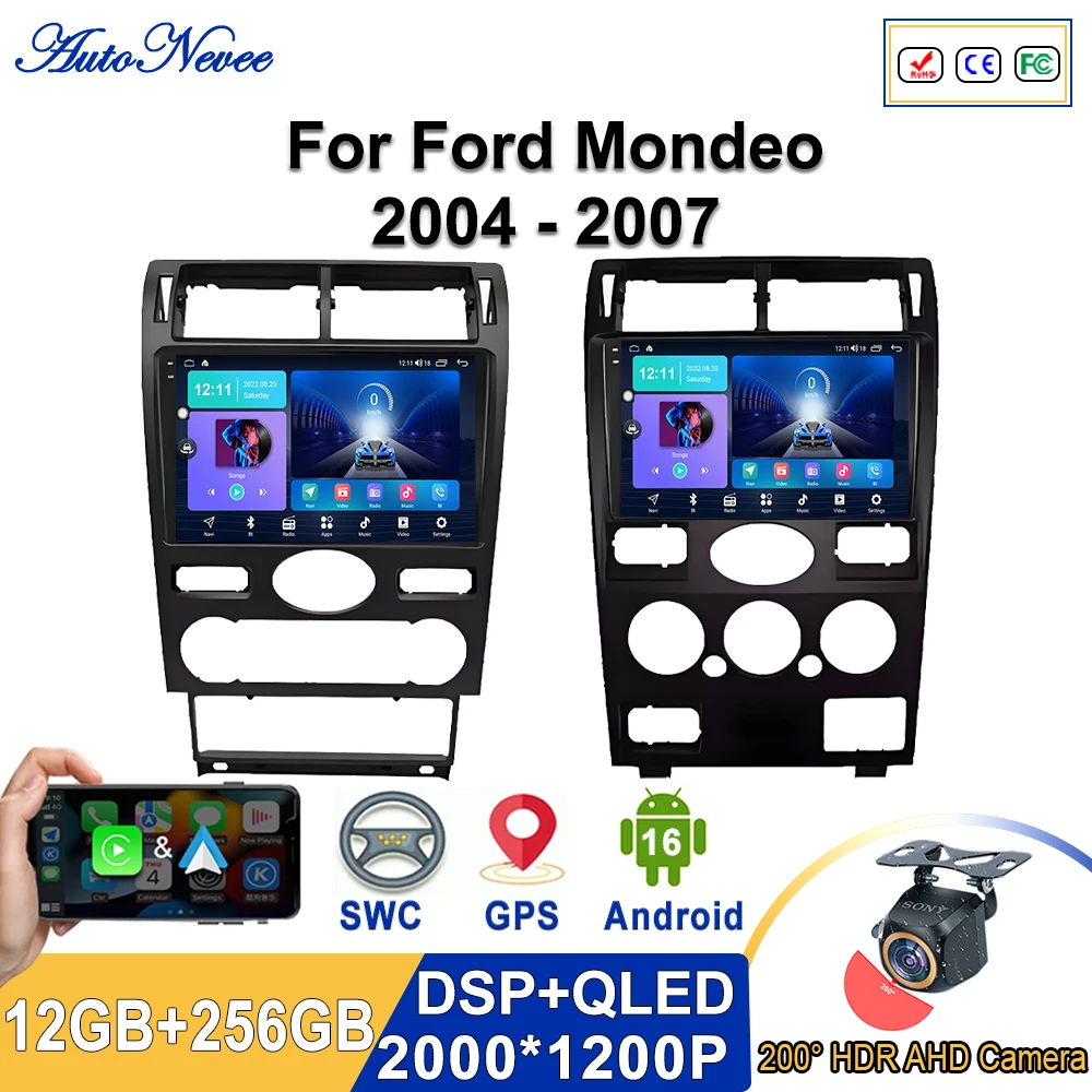 Android 16 2K Incell Screen Multimedia Stereo For Ford Mondeo 2004 - 2007 Plug and Play GPS Navigation High-performance CPU HDR