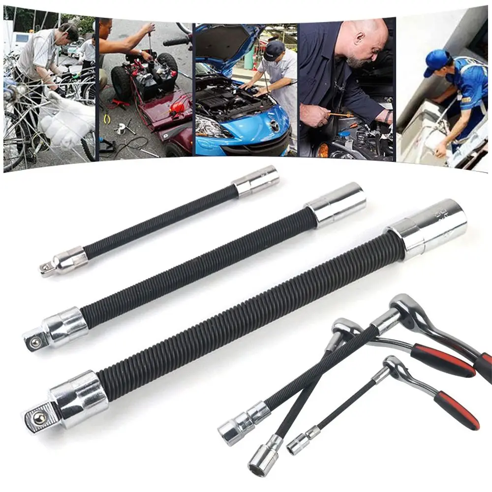 Conversion Head Drive Socket Extension Bar High Torque Ratchet Wrench Connective Rod Adapter 1/4 3/8 1/2 Flexible Shaft